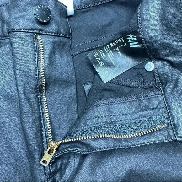 H&M Curvy Jeggings Ultra High Waist Ankle Black  Coated Size 4 - Picture 7 of 16